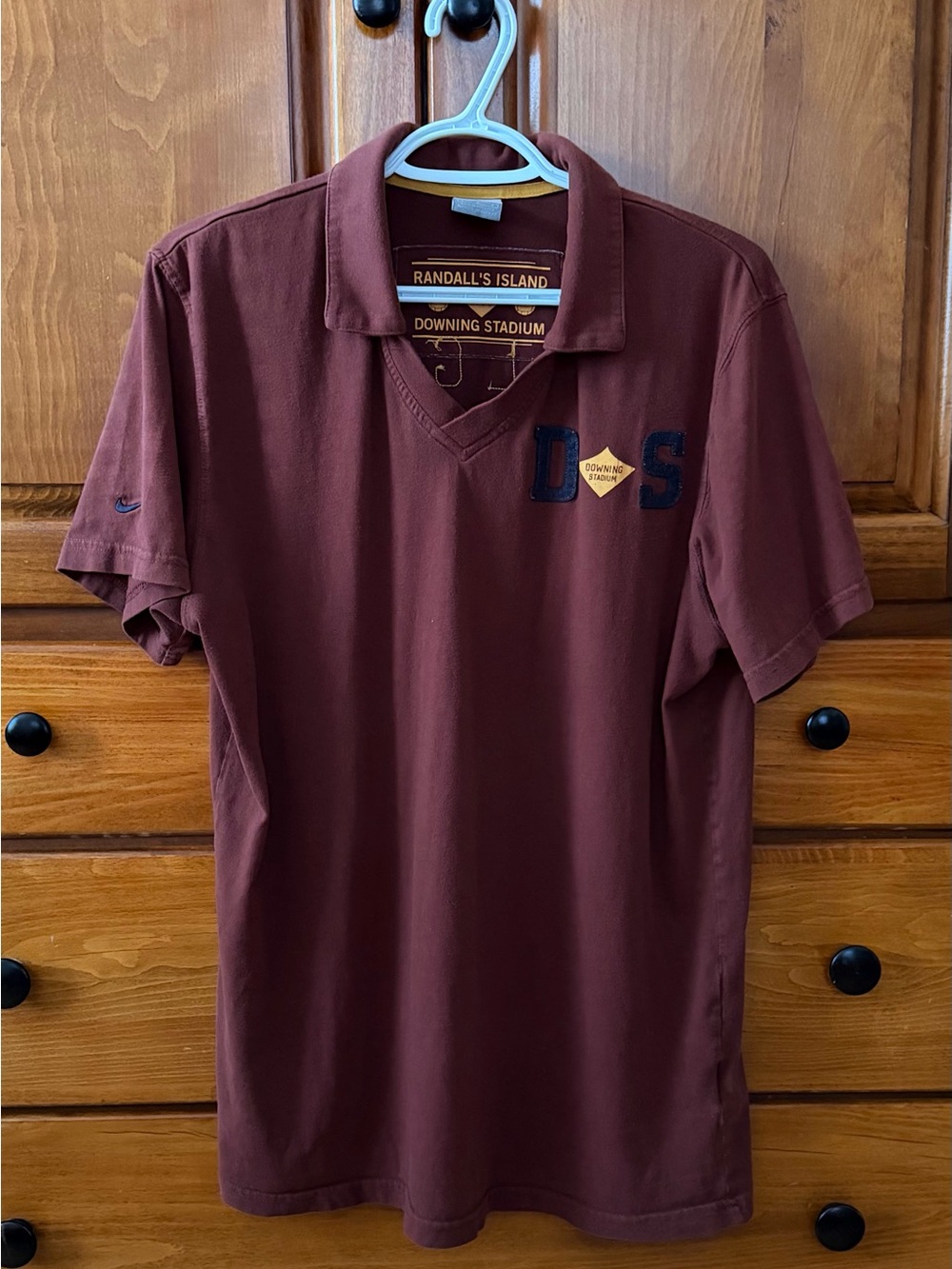 Vintage Nike Men's Maroon Polo - Downing Stadium